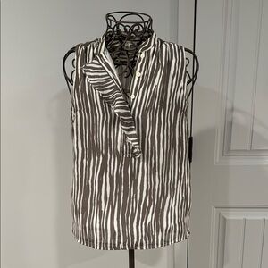 Striped Sleeveless Top - Brown and White